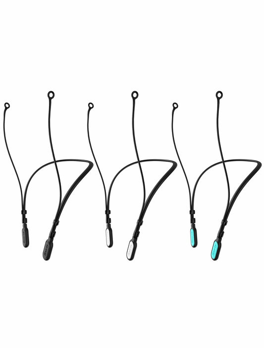 HALLEAST 3 Pack Earplugs Cord Lanyard Neckband Safety Strap Black White Cyan