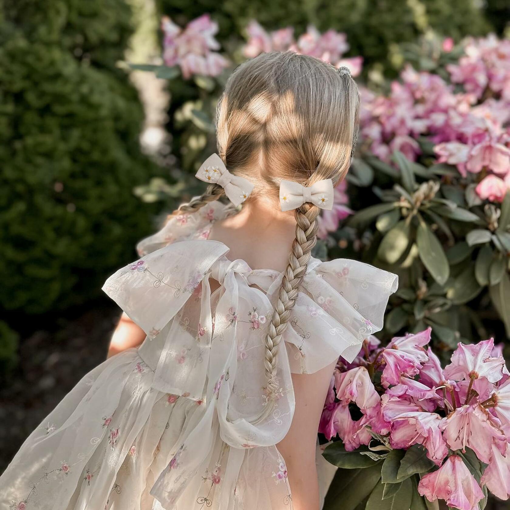 FANCY CLOUDS Baby Hair Clips 10 pcs Handmade Daisy Bows Barrettes Accessories