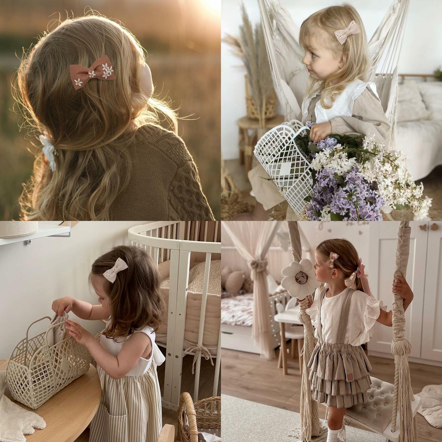 FANCY CLOUDS Baby Hair Clips 10 pcs Handmade Daisy Bows Barrettes Accessories