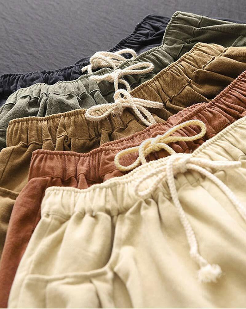 Minibee Womens Wide Leg Capri Pants Drawstring Waist Pockets Beige Size L