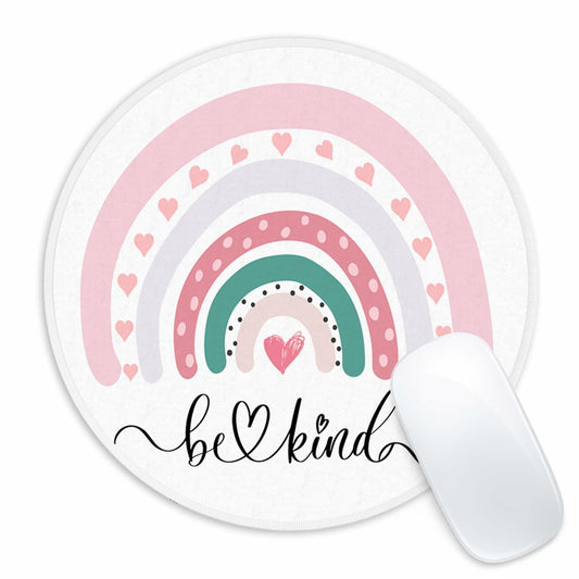 Be Kind Rainbow Round Mouse Pad 8.7in Non-Slip Rubber Base 2 Pack