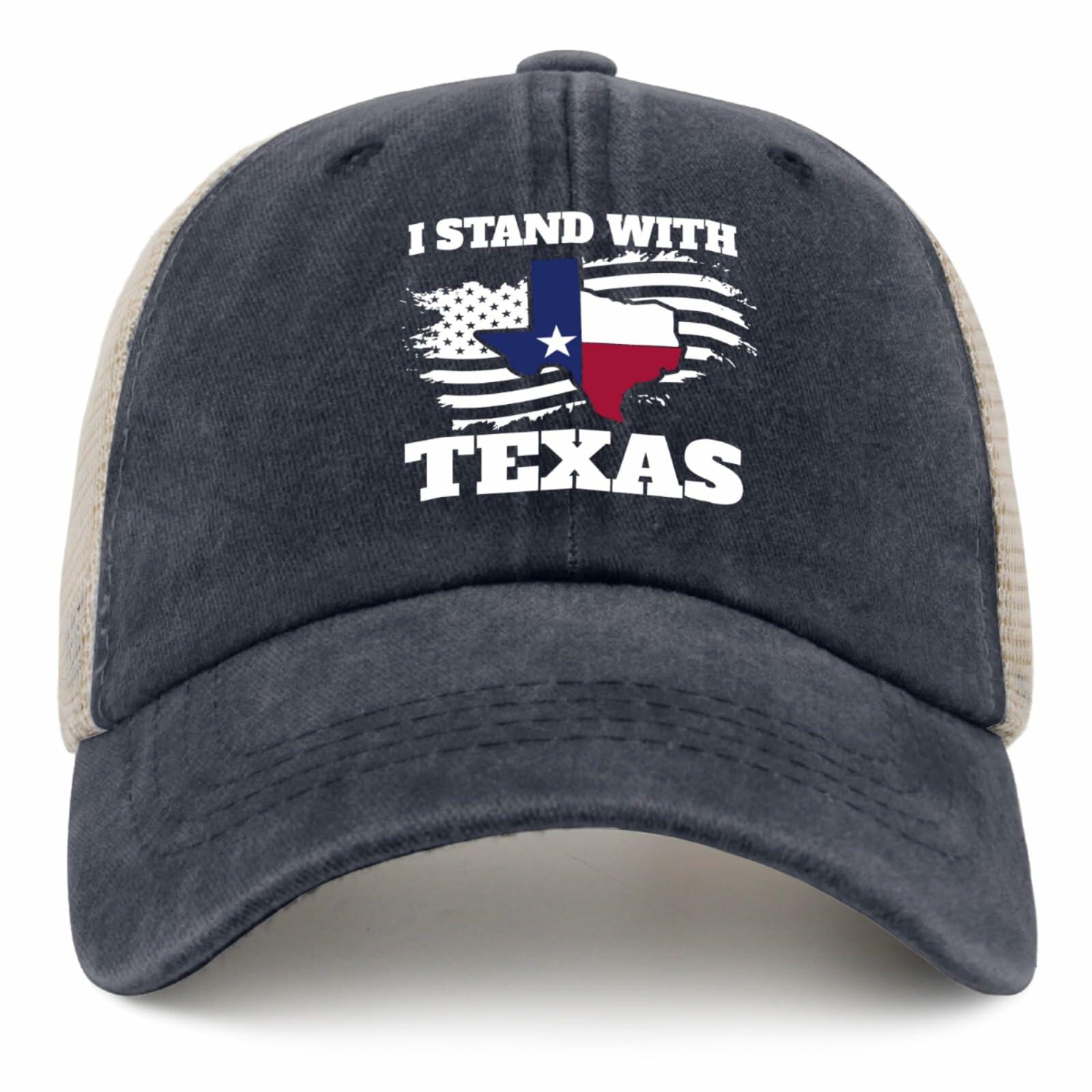 Beafoliya Texas Flag Trucker Hat Women Mesh Baseball Cap Purplish Blue