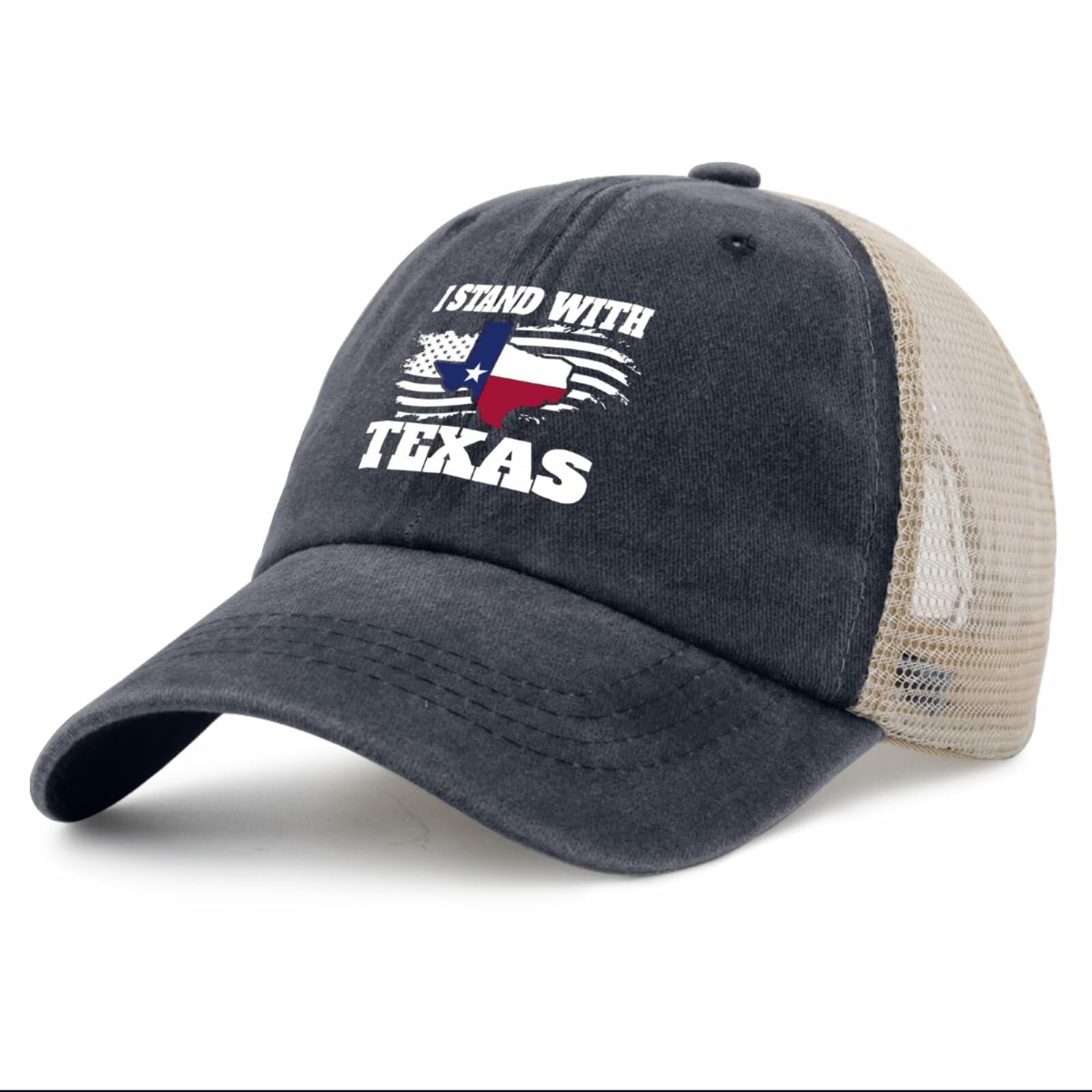 Beafoliya Texas Flag Trucker Hat Women Mesh Baseball Cap Purplish Blue
