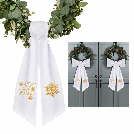 2 Pack Wreath Sash Boxwood Snowflake Christmas Garland Front Door Decor