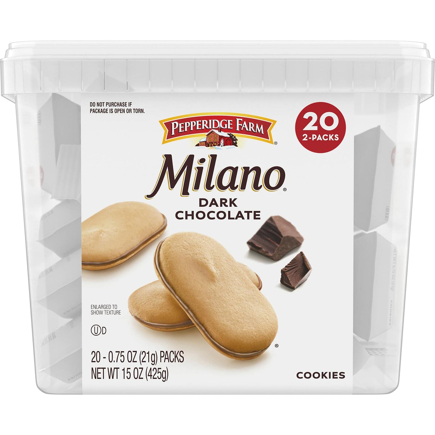 BestBy06/25 Pepperidge Farm Milano Dark Chocolate Cookies 20 Packs 2 Cookies