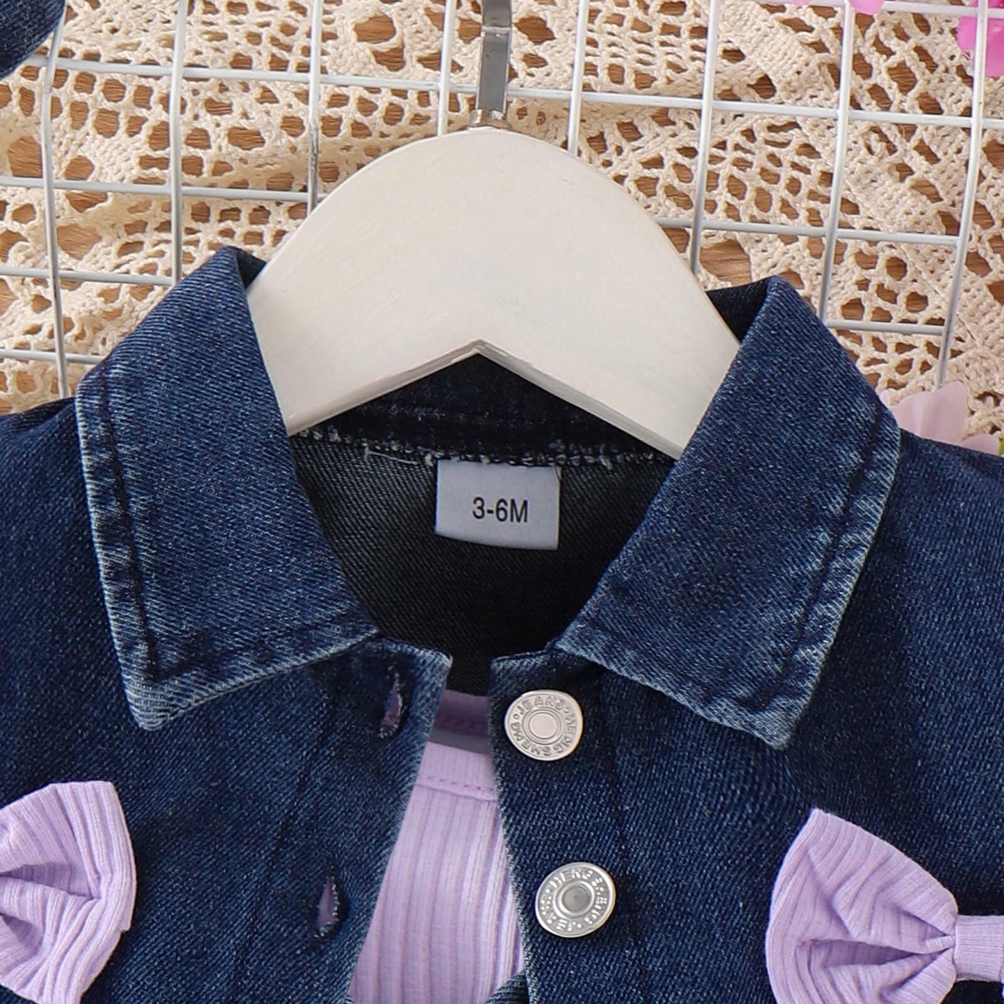 FOCICI Baby Girls Tulle Dress Denim Jacket Headband 3PC Set Purple Size 18-24M