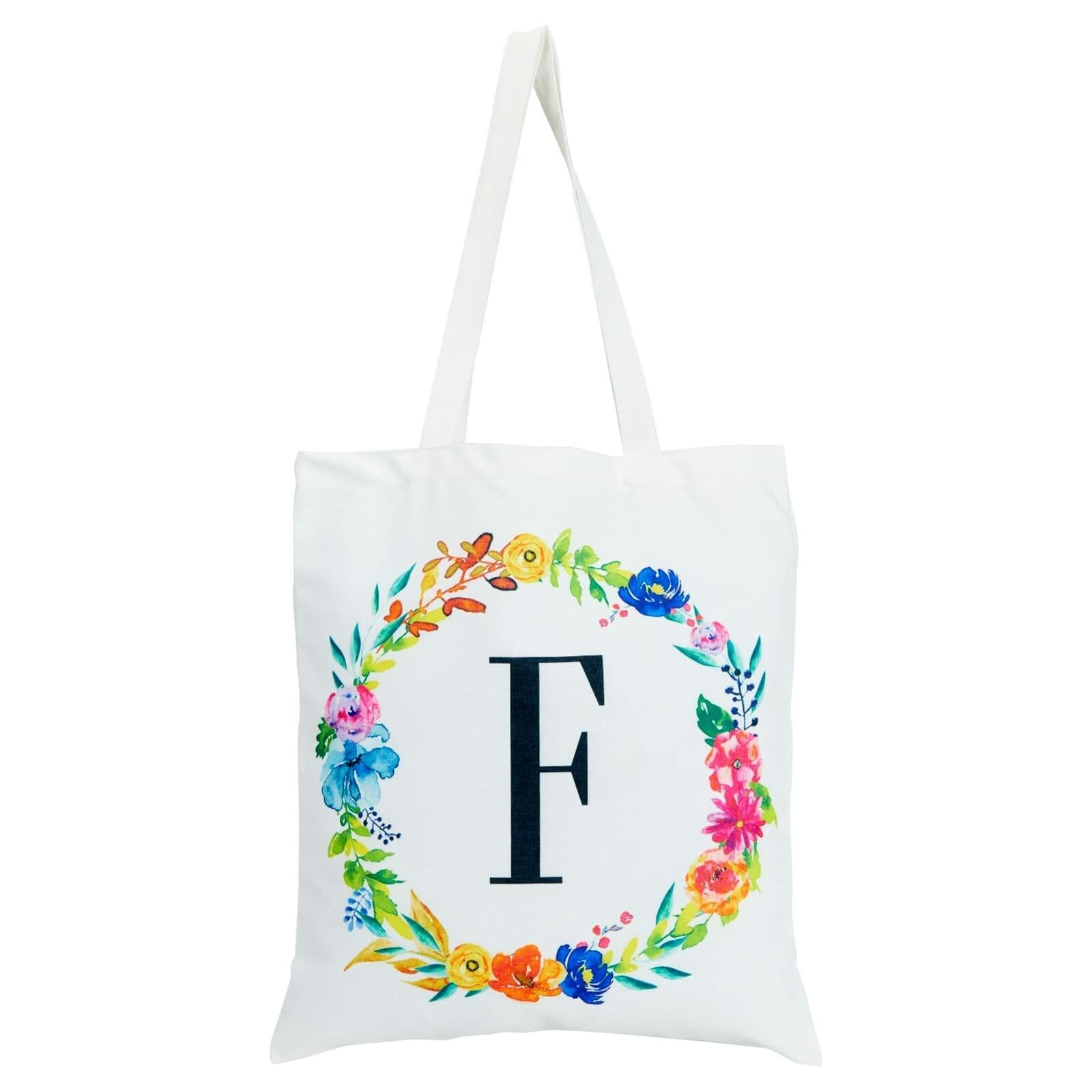 Okuna Outpost Canvas Tote Bags Set of 2 Monogram F Floral 29in