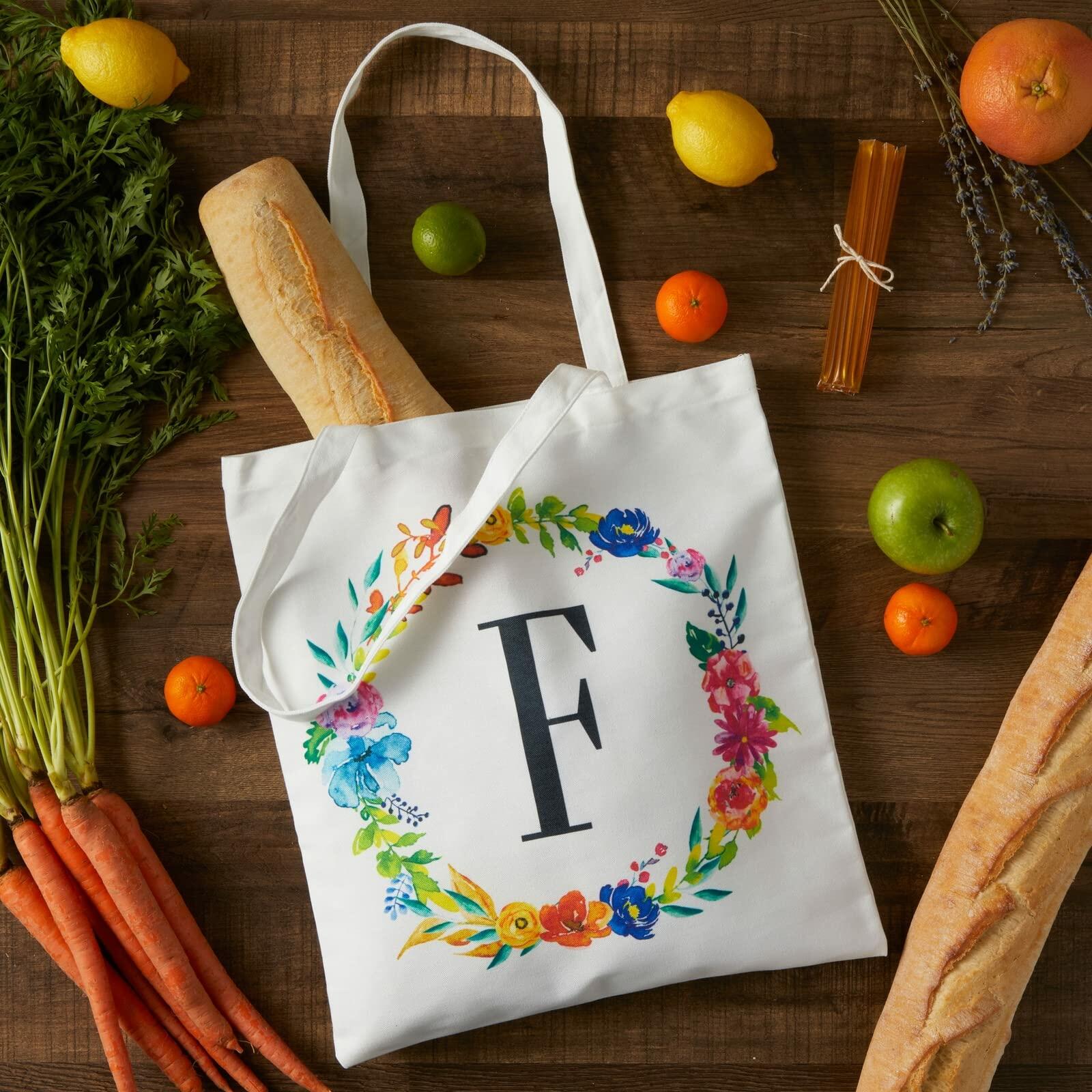 Okuna Outpost Canvas Tote Bags Set of 2 Monogram F Floral 29in