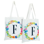 Okuna Outpost Canvas Tote Bags Set of 2 Monogram F Floral 29in