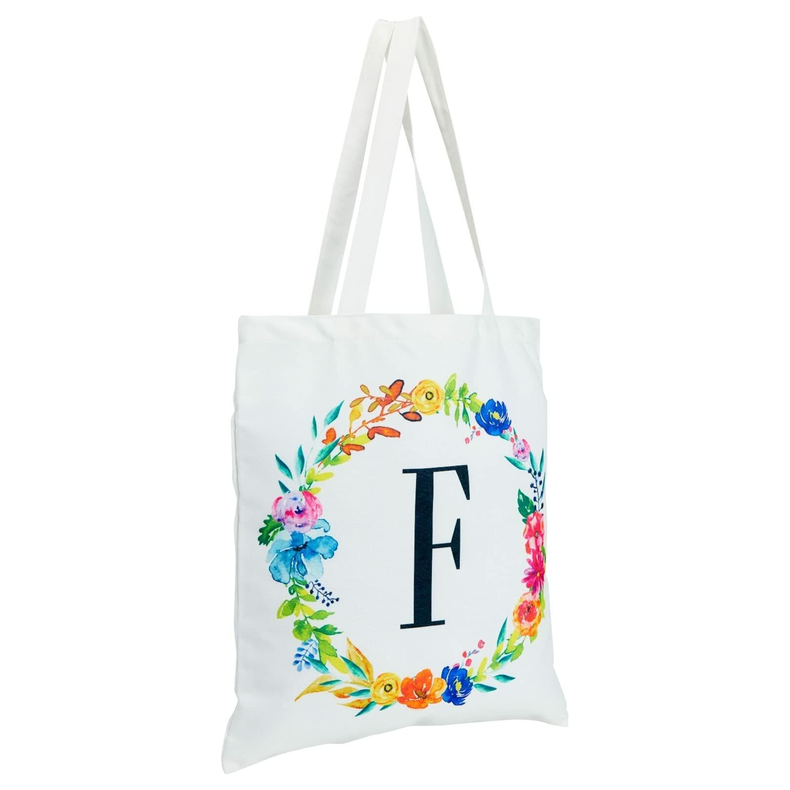 Okuna Outpost Canvas Tote Bags Set of 2 Monogram F Floral 29in