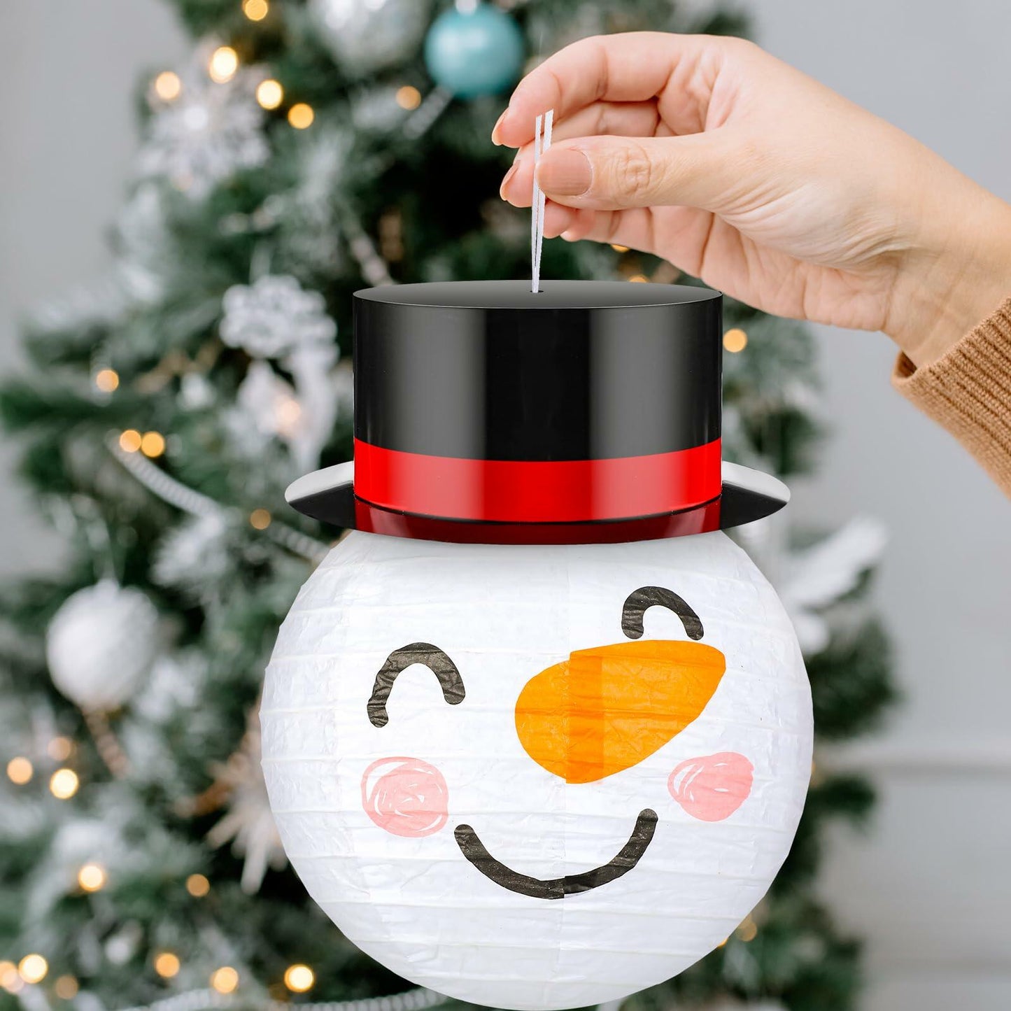 Riakrum 12 Pcs Winter Snowman Paper Lanterns Hanging Christmas Ornaments