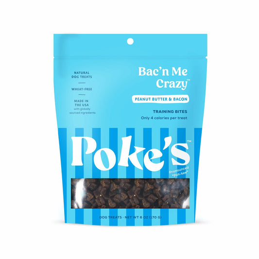BestBy07/25 Poke's Bac'n Me Crazy Dog Treats Bacon Peanut Butter 6 oz
