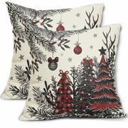 Black Red Christmas Tree Throw Pillow Covers 18x18 Set of 2 Xmas Decor