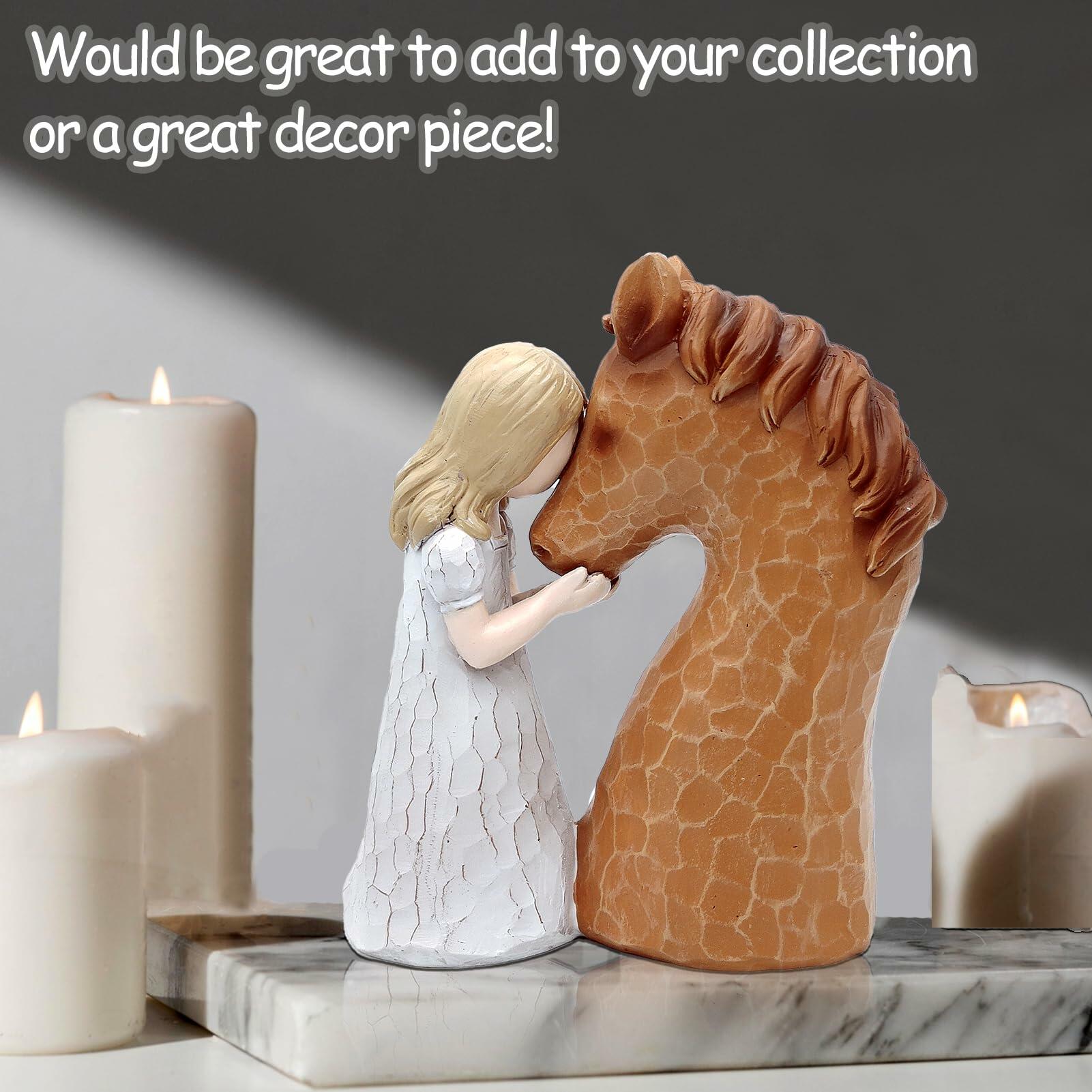 Horse Gifts Girl Embrace Horse Figurine Statue Home Decor Keepsake