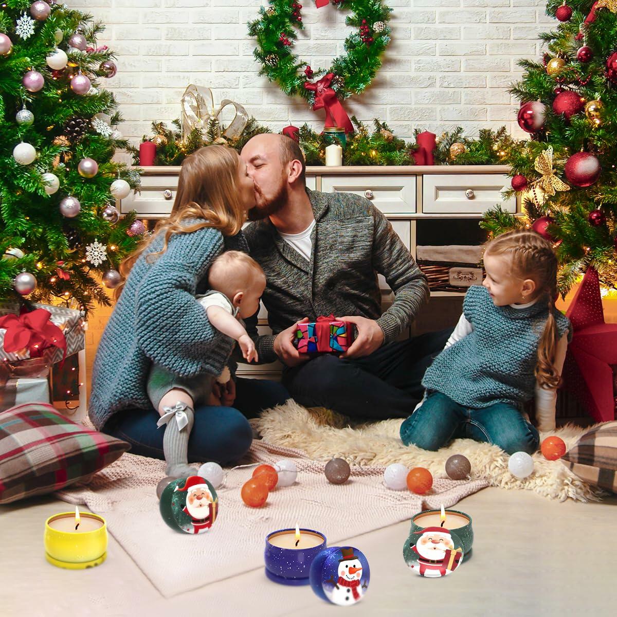 Christmas Scented Candle Set 3 Pack Soy Apple Cinnamon Cedar Vanilla 2.5oz