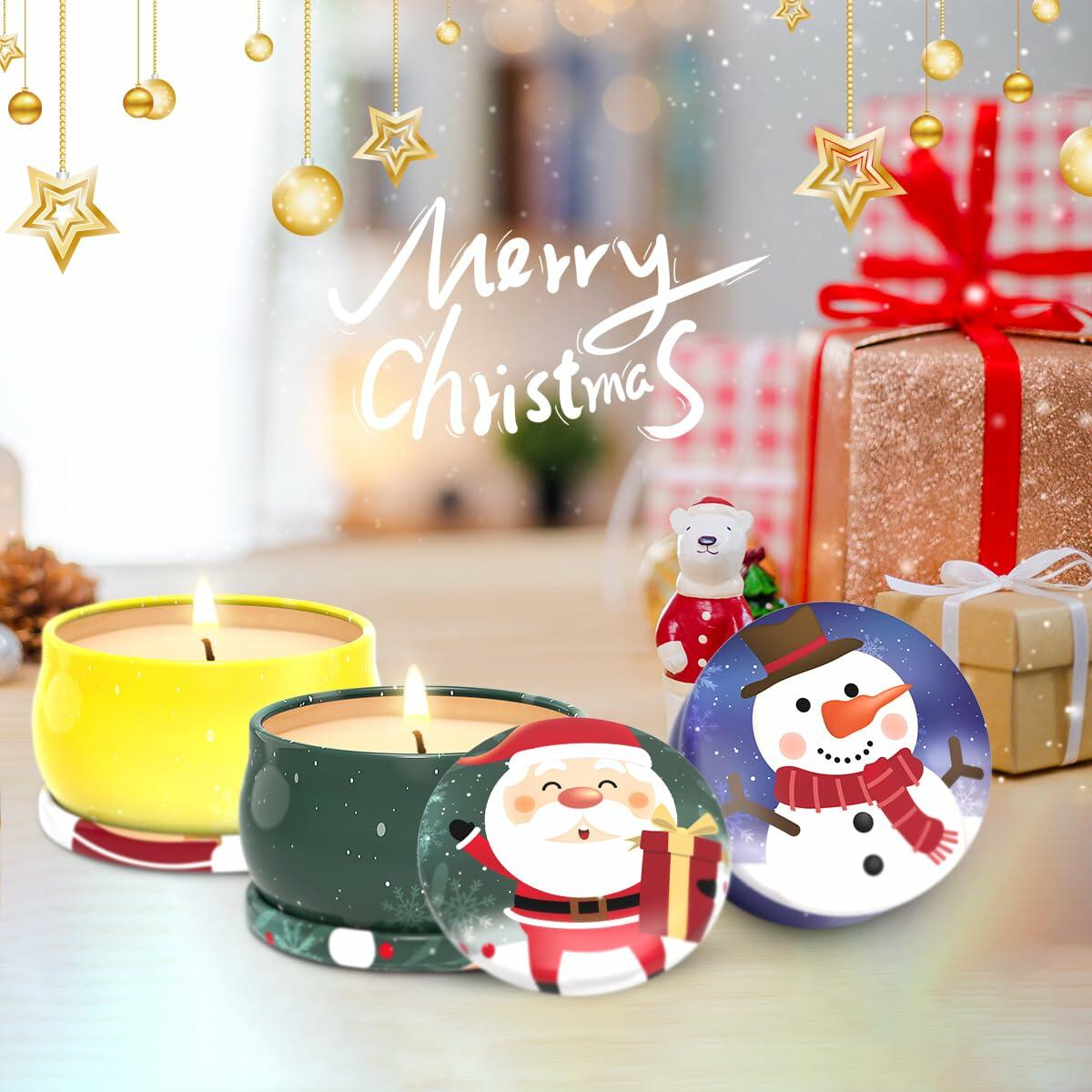 Christmas Scented Candle Set 3 Pack Soy Apple Cinnamon Cedar Vanilla 2.5oz