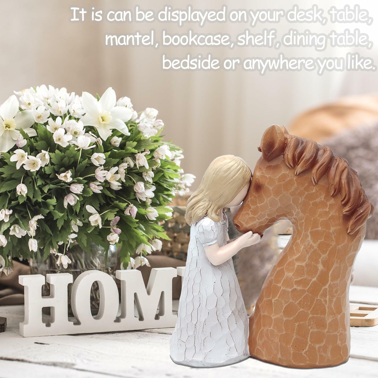 Horse Gifts Girl Embrace Horse Figurine Statue Home Decor Keepsake