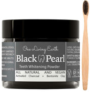 BestBy01/25 Activated Charcoal Powder Teeth Whitener with Bamboo Toothbrush USA