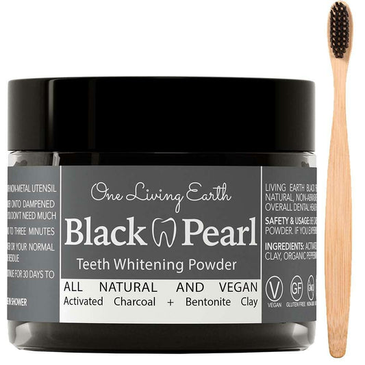 BestBy01/25 Activated Charcoal Powder Teeth Whitener with Bamboo Toothbrush USA