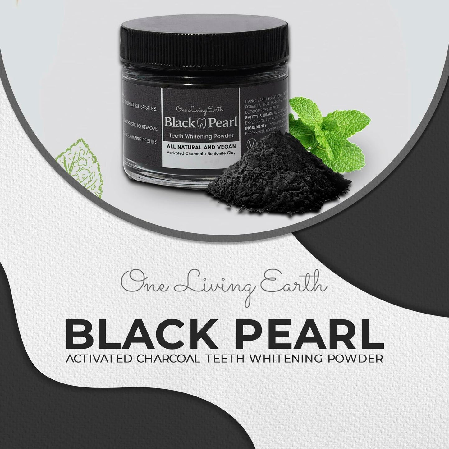 BestBy01/25 Activated Charcoal Powder Teeth Whitener with Bamboo Toothbrush USA