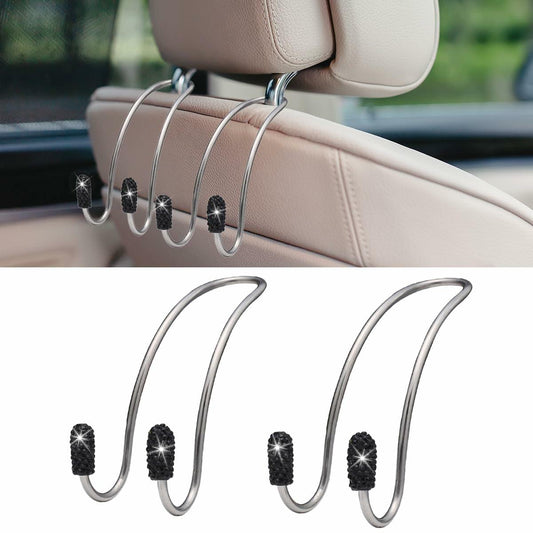 LAINLOY 2PCS Car Headrest Hook Hangers Stainless Steel Universal AB