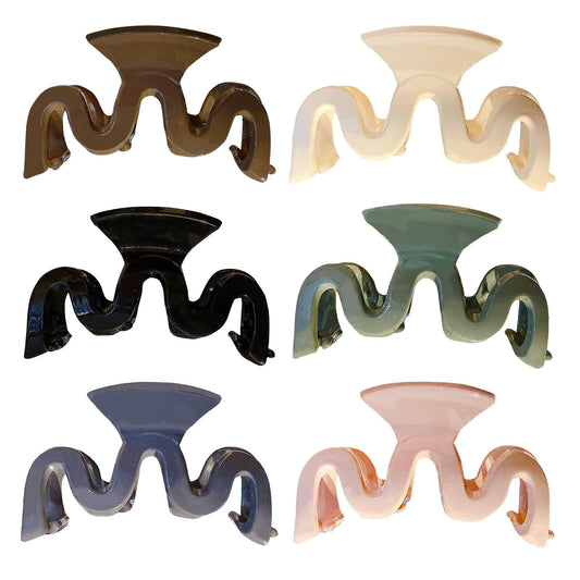 Yexnum 6pcs Acrylic Wavy Claw Hair Clips for Women Thick Thin Curly Hair