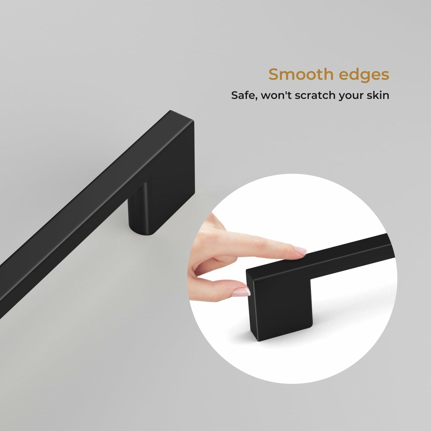 Haliwu 10 Pack Black Cabinet Handles 3-3/4 Inch Hole Center Modern Pulls