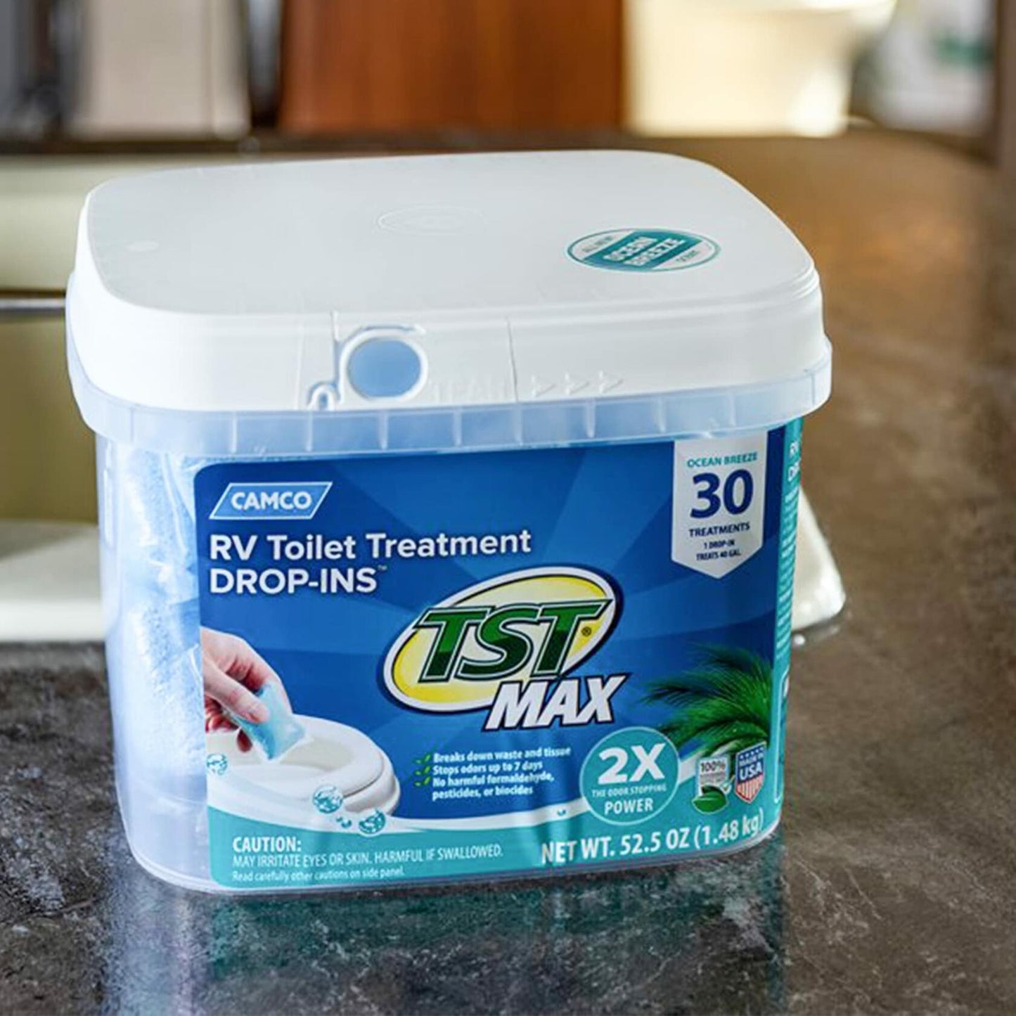 Camco TST MAX RV Toilet Treatment Drop-Ins Ocean Breeze Scent 30-Pack