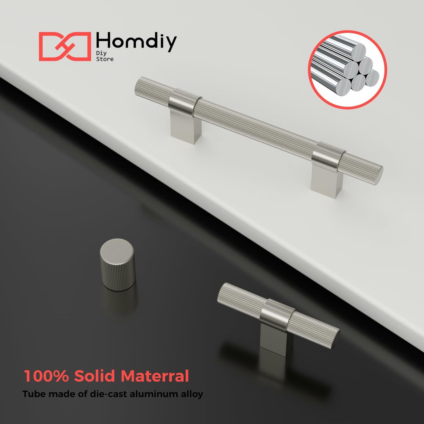 homdiy 15 Pack Brushed Nickel Cabinet Handles 128mm T Bar Silver