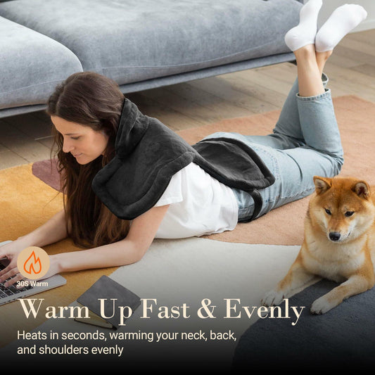 COMFIER Large Heating Pad for Back Neck Shoulder Auto Shut Off Black