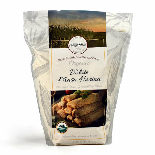 BestBy07/25 Gold Mine White Corn Masa Harina USDA Organic Flour 2 Lbs