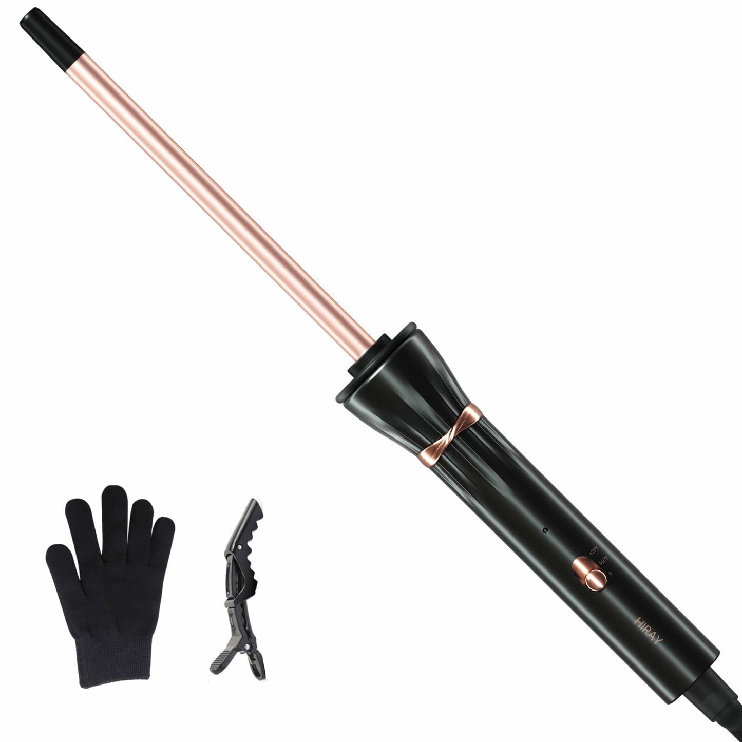 HIRAY 3/8" Ceramic Curling Iron 9mm Small Barrel Adjustable Temp