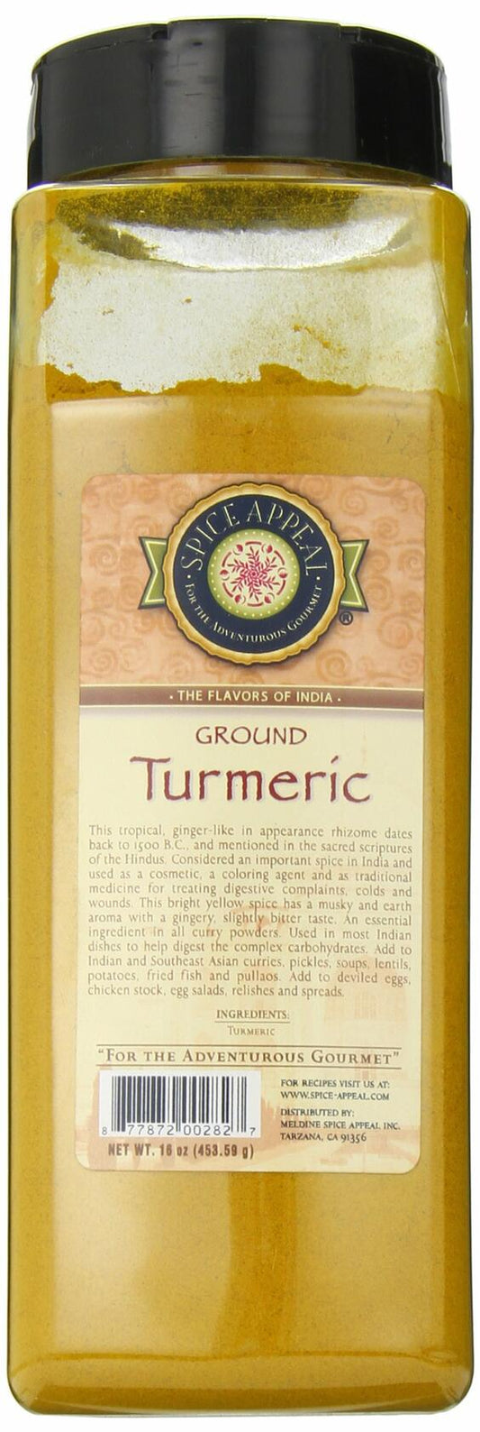 Spice Appeal Turmeric Ground 16oz - Aromatic Cooking Spice Exp: 02-28-2026