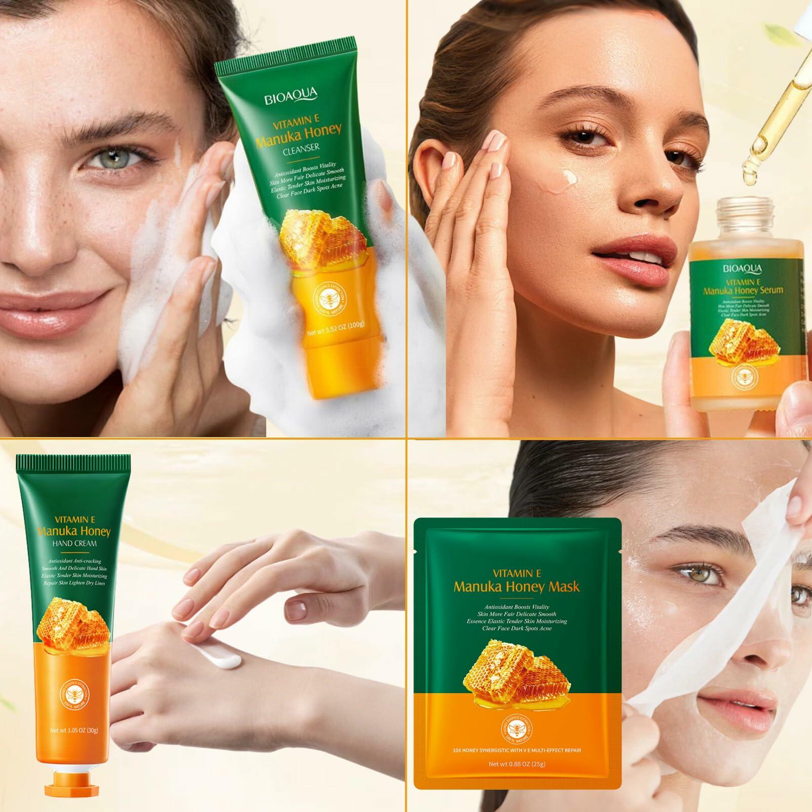 6PCS Skin Care Set Vitamin E Antioxidant Hydrating Kit for Women with Lip Balm