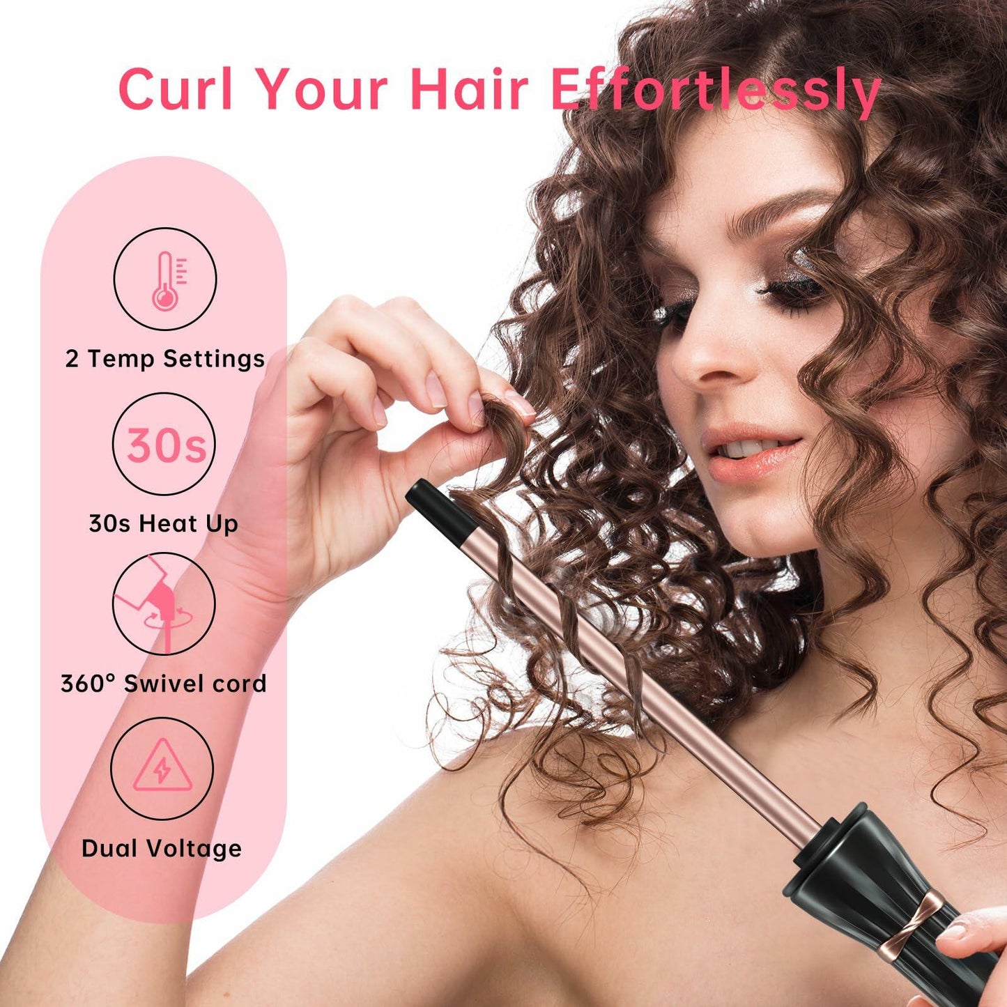 HIRAY 3/8" Ceramic Curling Iron 9mm Small Barrel Adjustable Temp