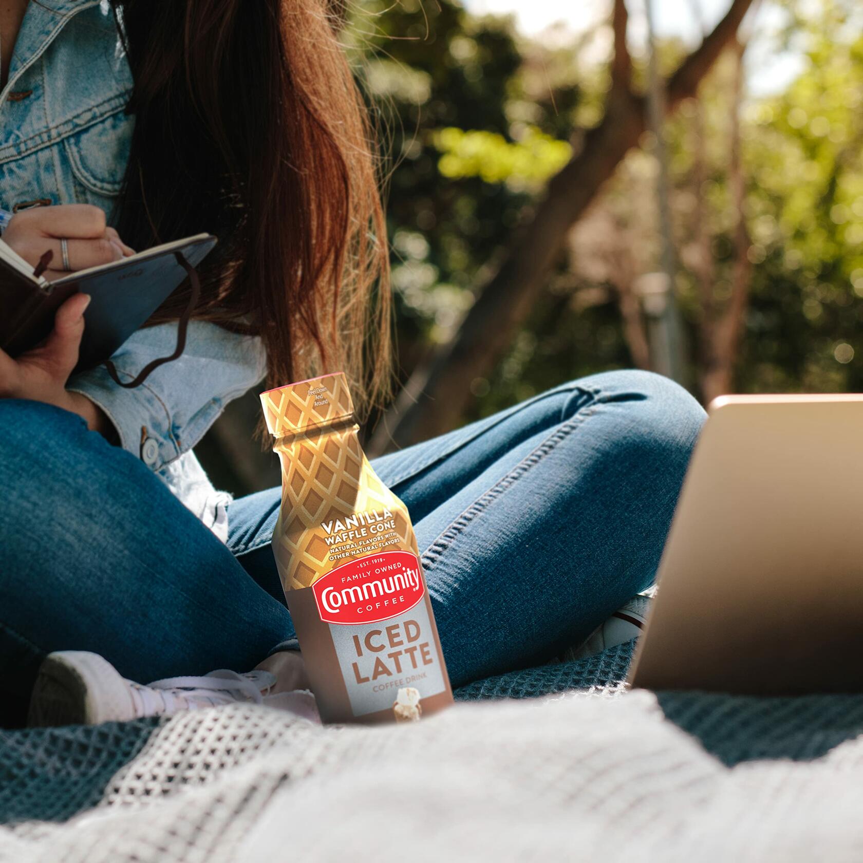 BestBy07/25 Community Coffee Vanilla Waffle Cone Iced Latte 13.7oz Bottle