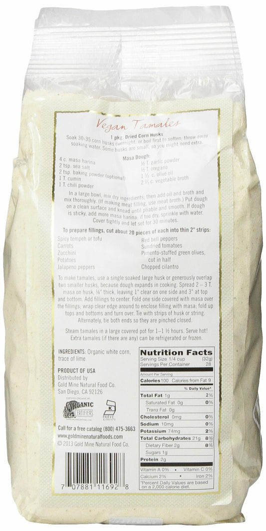 BestBy07/25 Gold Mine White Corn Masa Harina USDA Organic Flour 2 Lbs