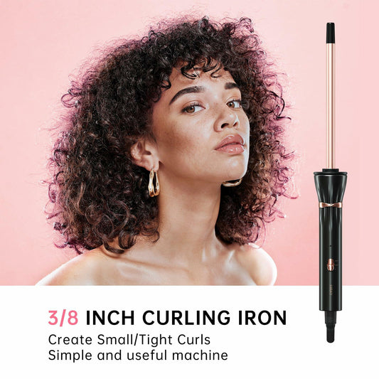 HIRAY 3/8" Ceramic Curling Iron 9mm Small Barrel Adjustable Temp