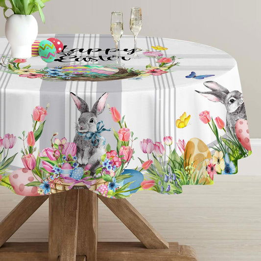 Hexagram Easter Tablecloth Rectangle 60x84 inch Spring Bunny Kitchen Decor