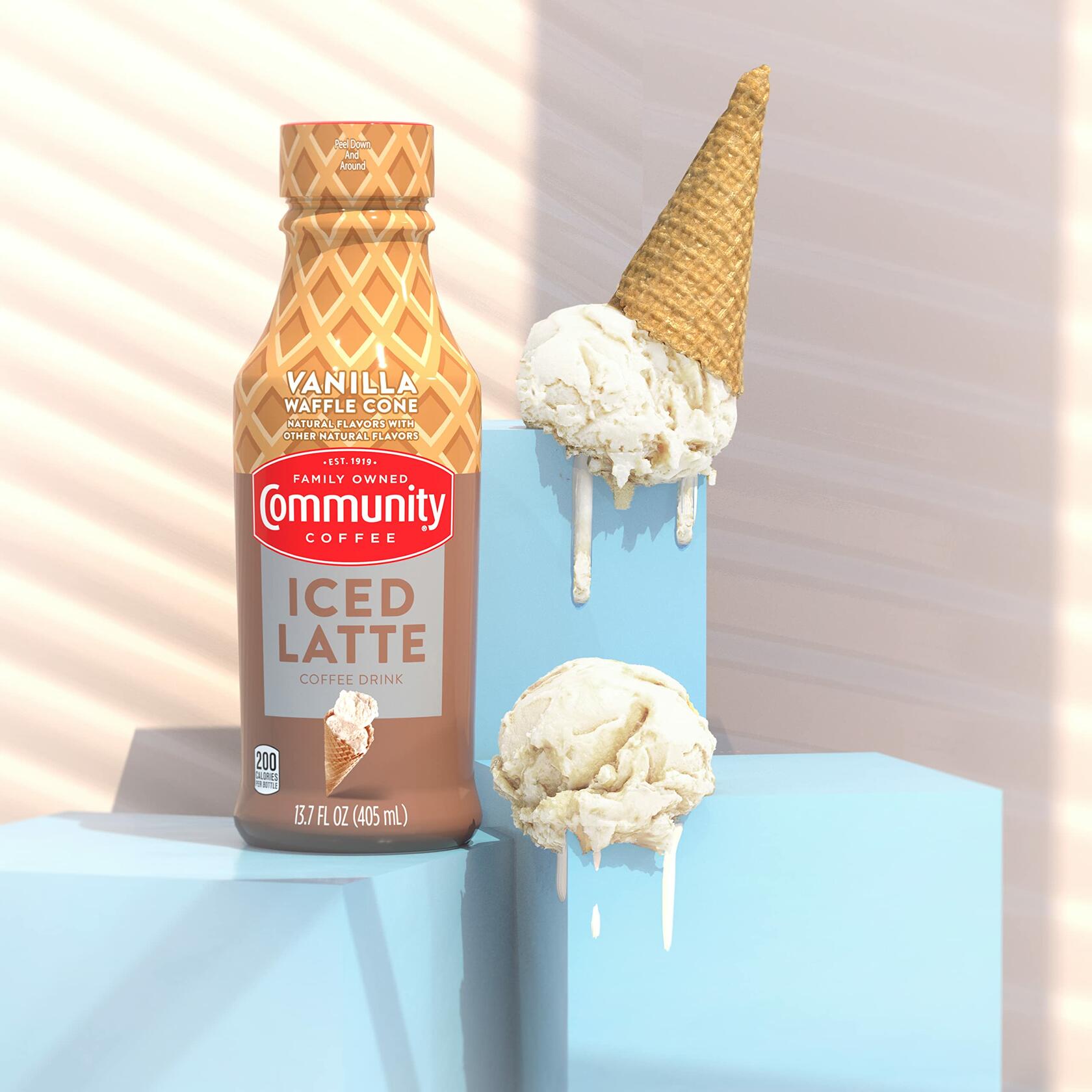 BestBy07/25 Community Coffee Vanilla Waffle Cone Iced Latte 13.7oz Bottle