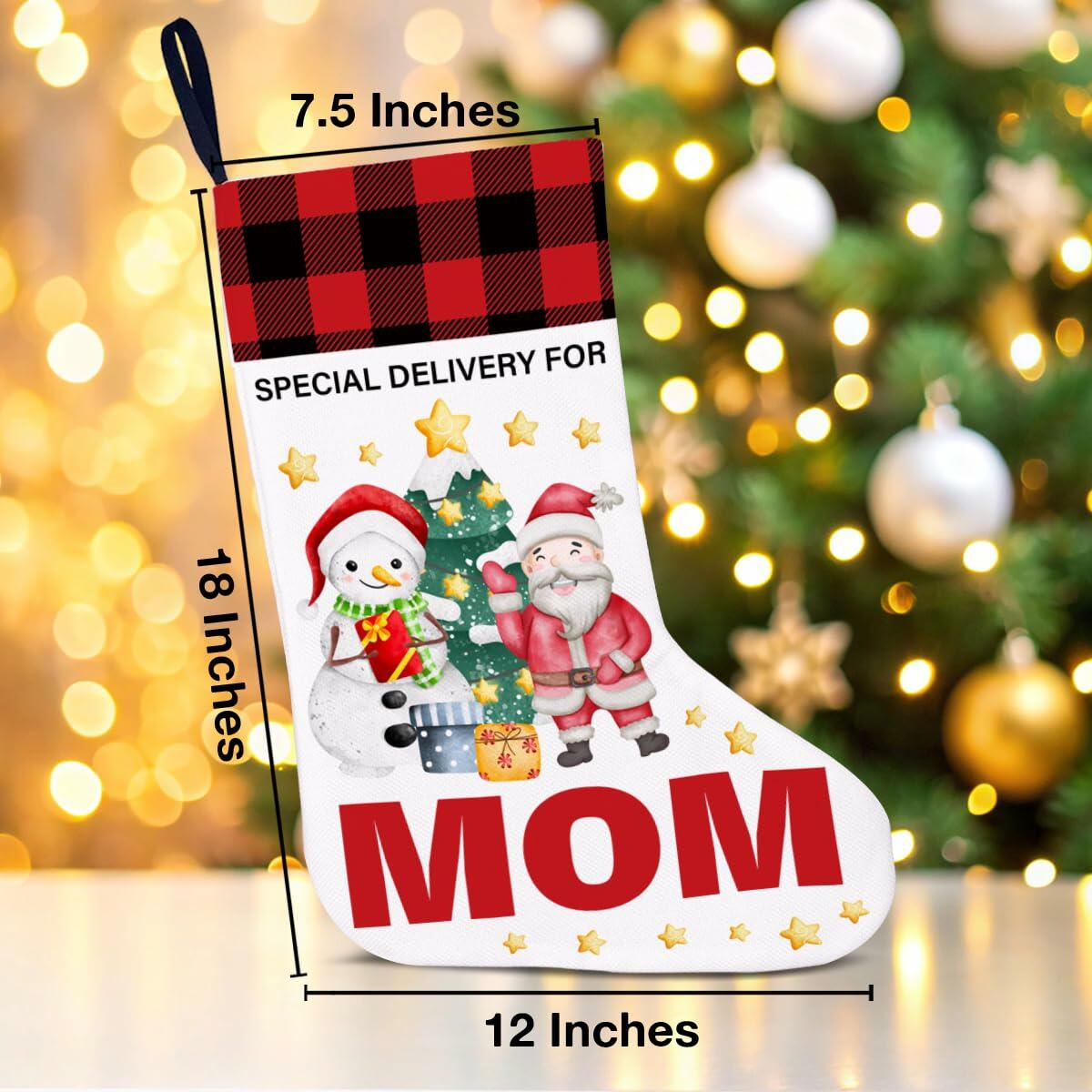 TSUYAWU Mom Christmas Stocking Snowman Xmas Decoration 18x12 Inch