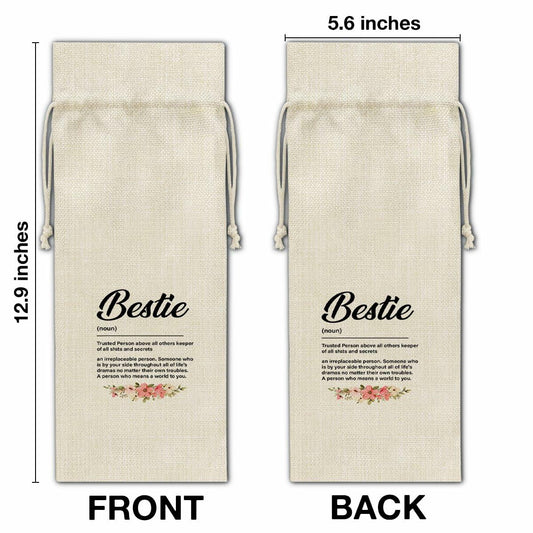 Bestie Wine Bag Gift for Women Birthday Party Drawstring Wine Gift Bag