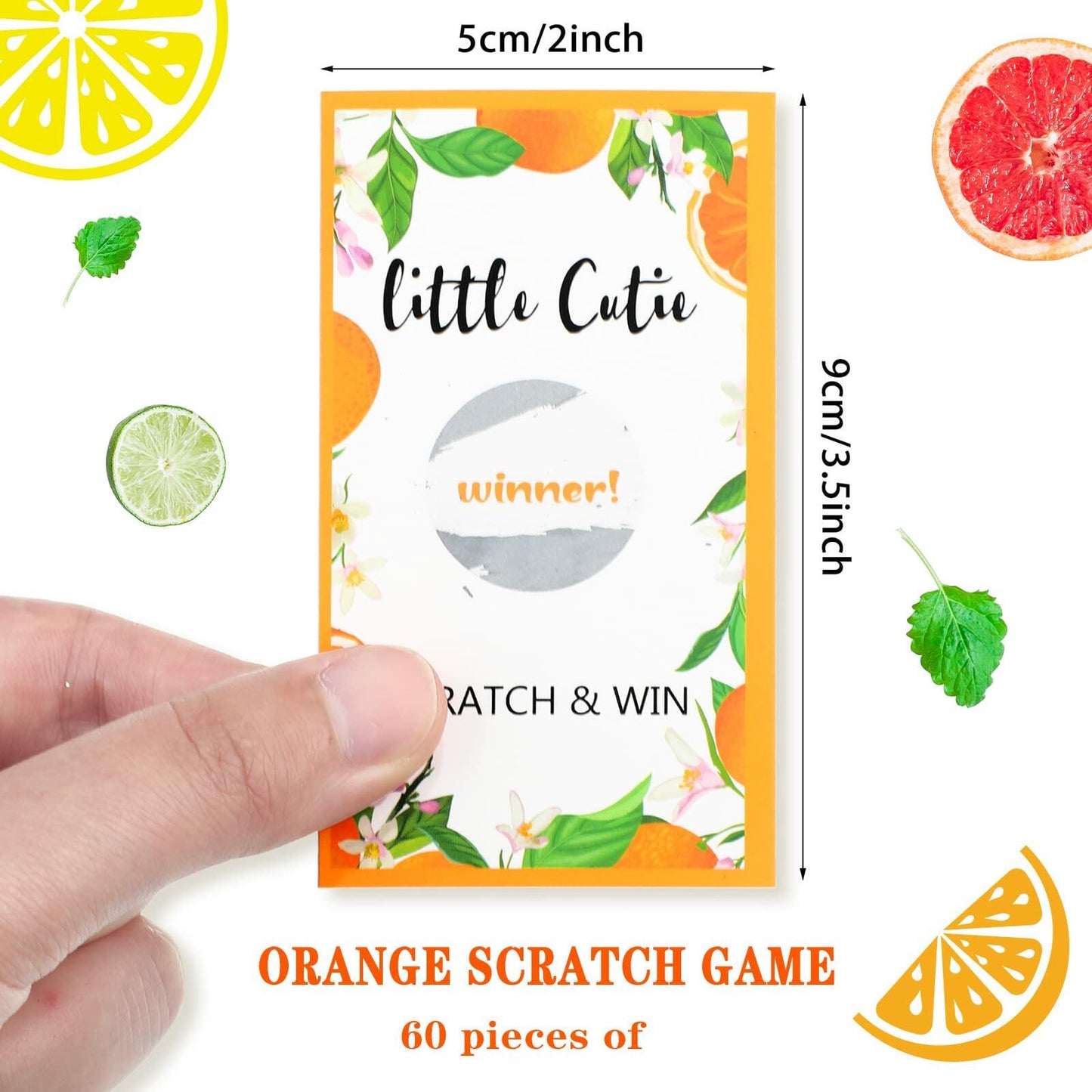 Minatee 60 Pack Little Cutie Scratch Off Cards Orange Baby Shower Games