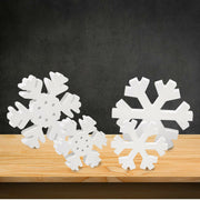 LadyRosian Wooden Snowflake Decorations 4 Pack Standing & Hanging Xmas Ornaments