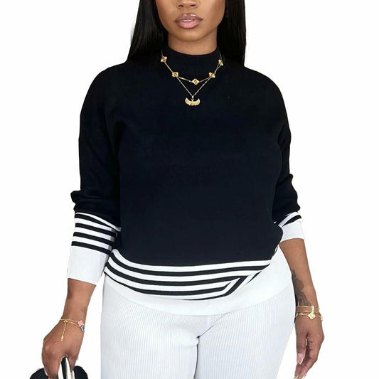 HTD Women's Crew Neck Long Sleeve Casual Pullover Sweater Blue Size S