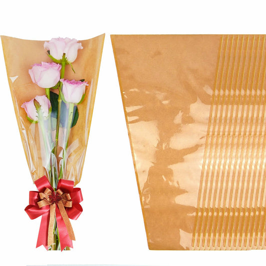SELANTAG 50 Pack Flower Bags Kraft Floral Wrapping Paper Sleeves 9.8x18x3.9in