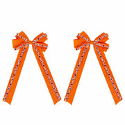 Halloween Hair Bows Orange Holiday Print Ribbon Clip for Girls Women