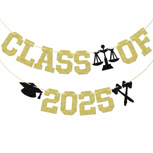 Glitter Class of 2025 Lawyer Graduation Banner Decor Party Supplies