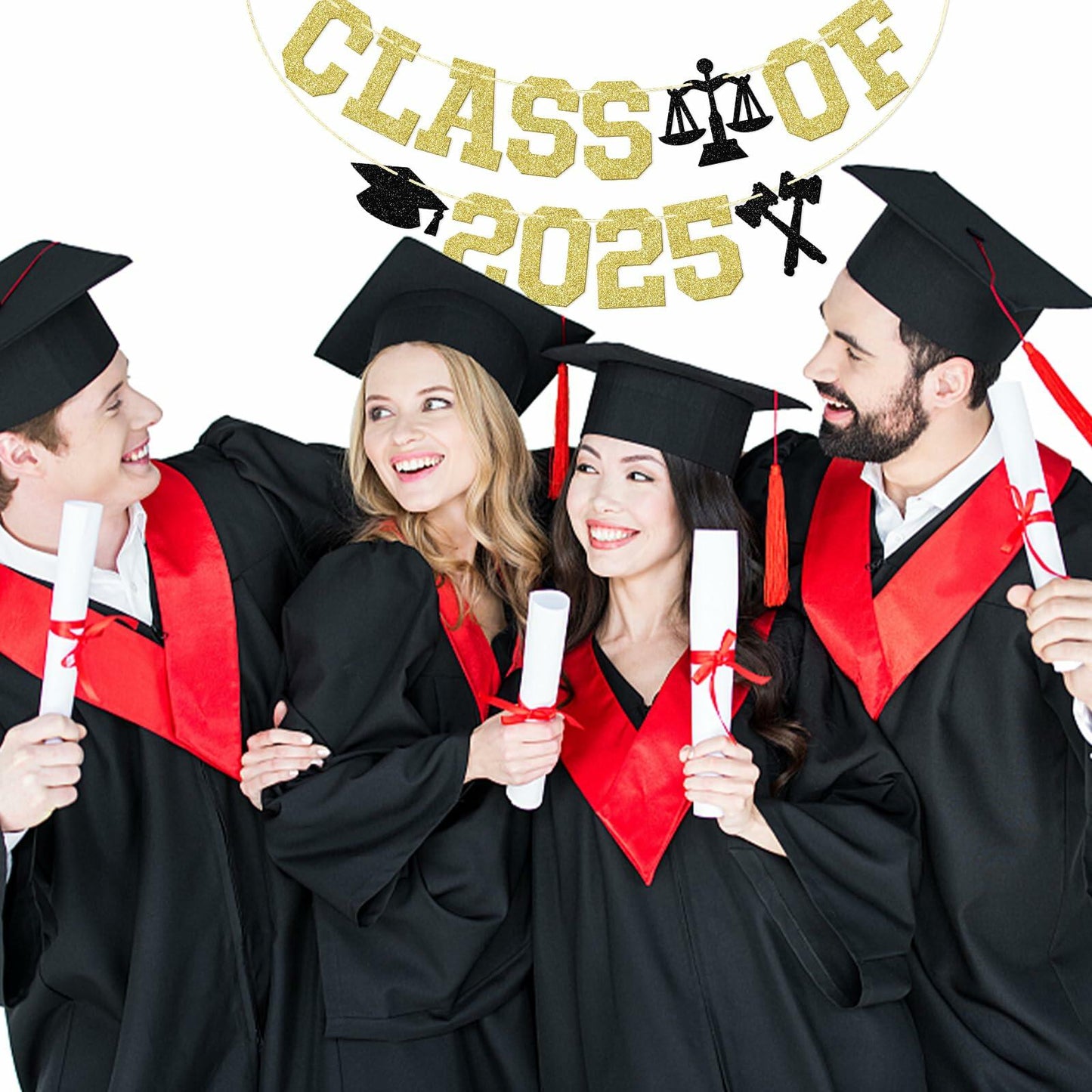 Glitter Class of 2025 Lawyer Graduation Banner Decor Party Supplies