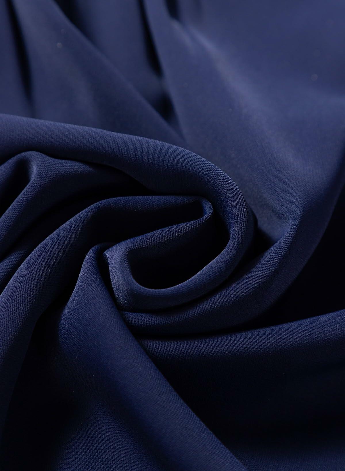 Dokotoo Fall Clothes Women Round Neck Smocked Top Navy Blue Size L